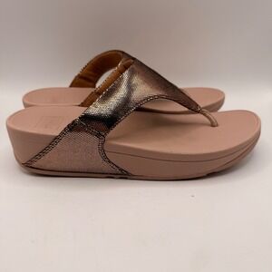 Fitflop Lulu Lustra Sparkle Thong Sandals‎ Rose Gold Women Size 9